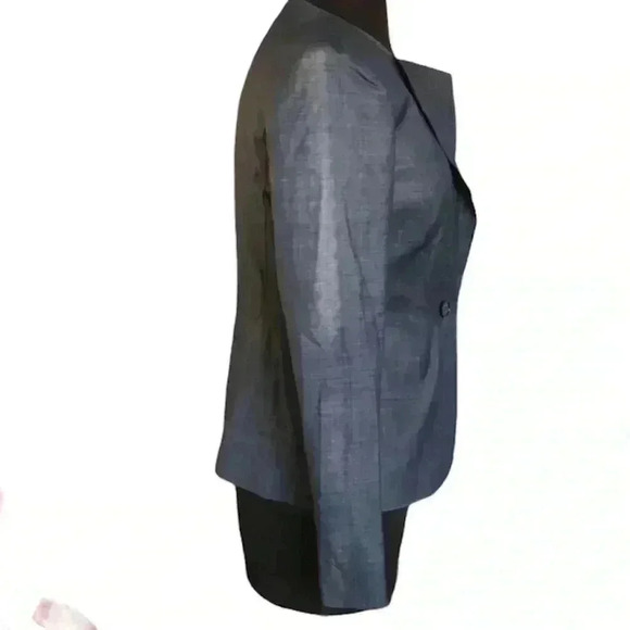 Lafayette 148 Chambray Fully Lined Long Sleeve Blazer Jacket Size 4 - Picture 2 of 6